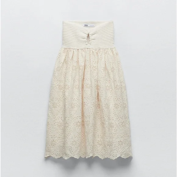 ZARA COMBINATION EMBROIDERED KNIT DRESS - Picture 6 of 12